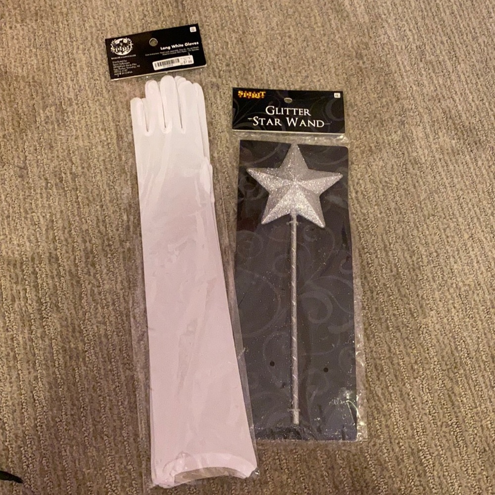 Princess Halloween costume wand and long gloves